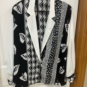Nino Wong California vintage Women's Button Down Shirt black and white retro